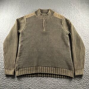 Carbon2Cobalt Sweater Mens M Olive Half Zip Chunky Knit Cotton Textured Pullover